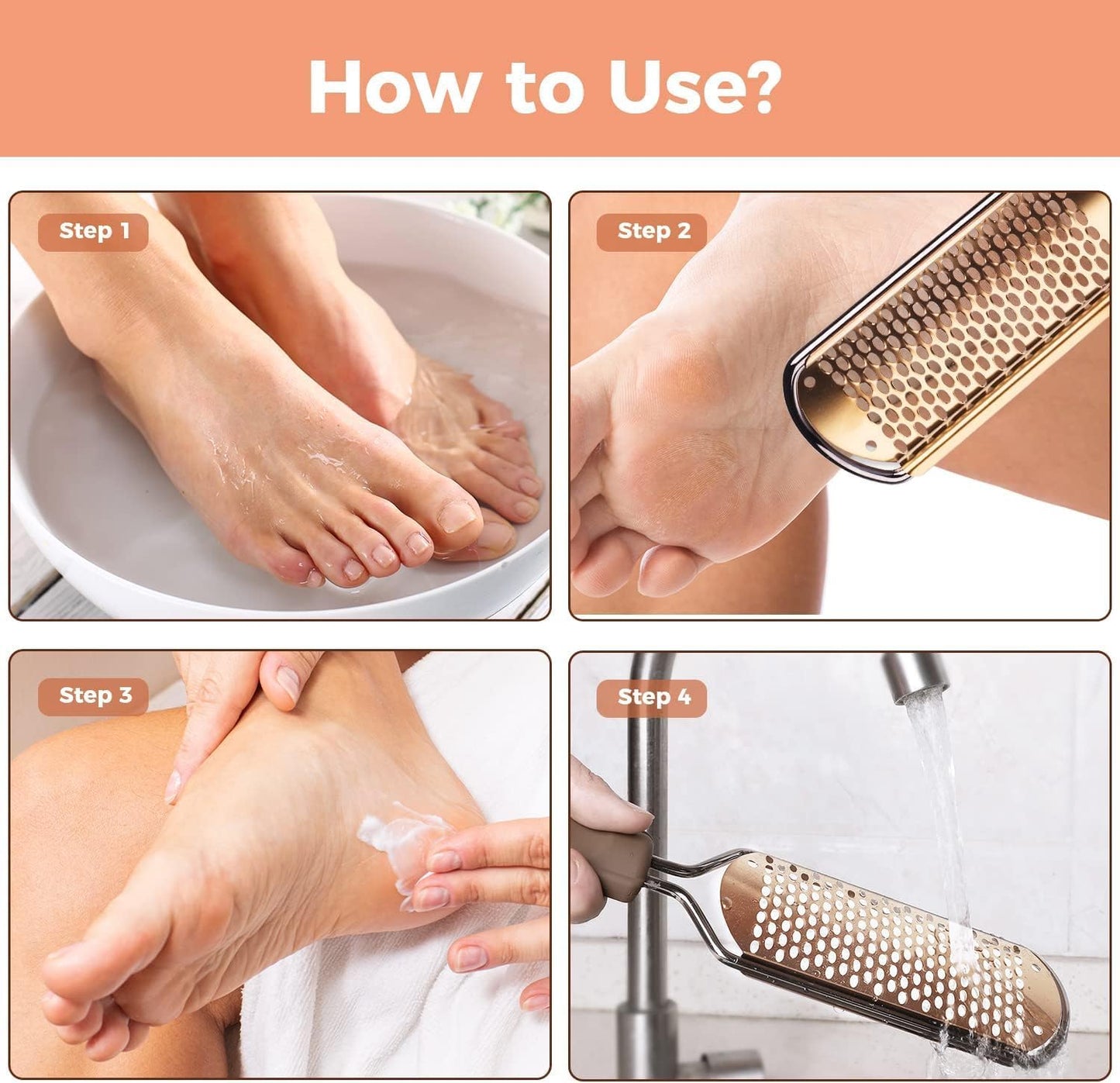 Easkep Foot File - Professional Callus Remover & Scrubber for Dry/Wet Feet | Golden Finish