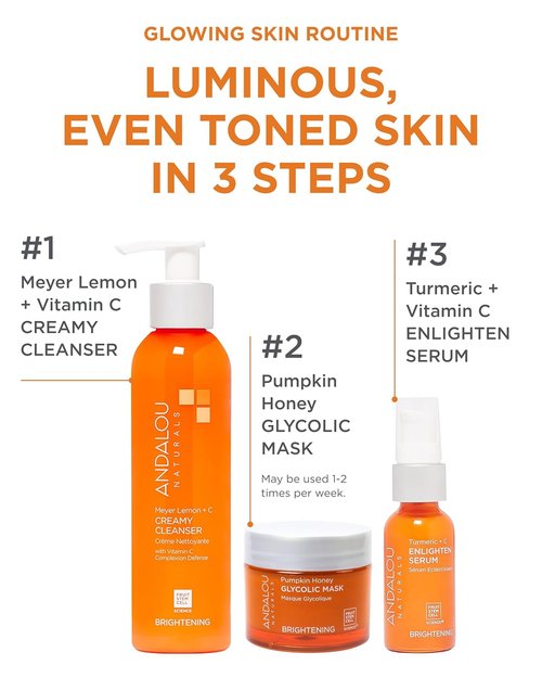 Andalou Naturals Pumpkin Honey Glycolic Mask - Exfoliating Face Mask with Glycolic Acid & Vitamin C for Radiant Skin - 1.7 fl oz