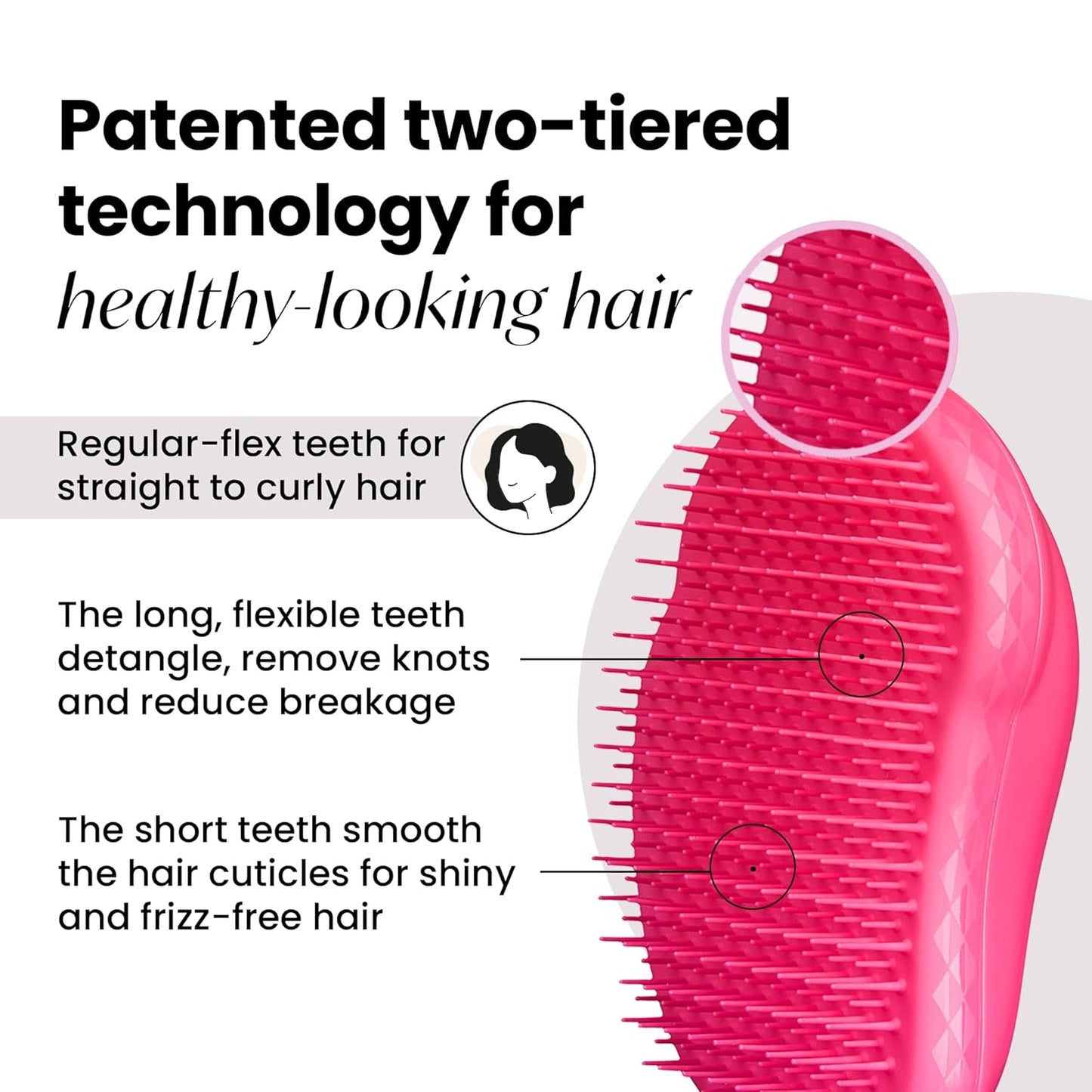Tangle Teezer Original Detangling Brush, Dry and Wet Hairbrush Detangler for All Regular Hair Types, Pink Fizz