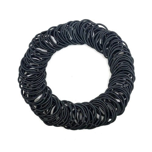 300 Pieces Black No Crease Girls Hair Ties， Hair Bands ，Bulk Elastics Ponytail Holders Ties for Thick Heavy and Curly Hair