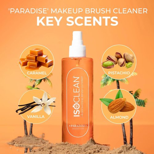 ISOCLEAN Makeup Brush Cleaner - Gentle Daily Solution for Reduced Buildup & Improved Application | 3 fl oz, Paradise Fragrance