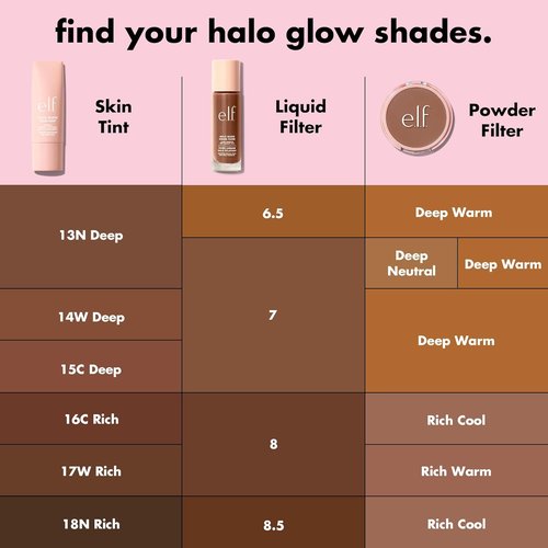 e.l.f. Halo Glow Skin Tint SPF 50 - Tinted Moisturizer for Light Coverage | Vegan & Cruelty-Free, 13 Deep Neutral