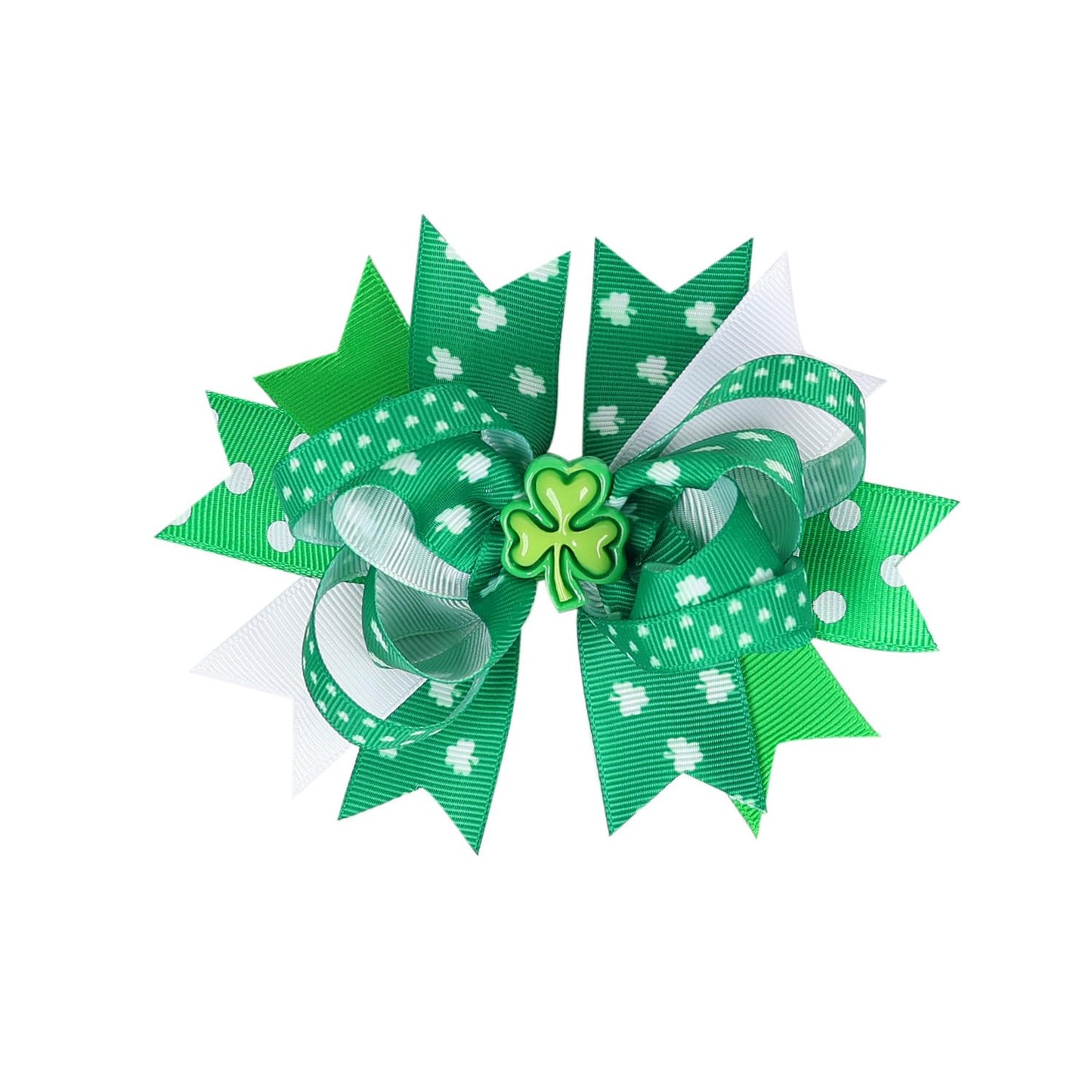 St. Patrick Bow Hair Clips Hairpin Grosgrain Ribbon Bows Holiday Barrettes JHSP07 (3 Pcs Set-G)