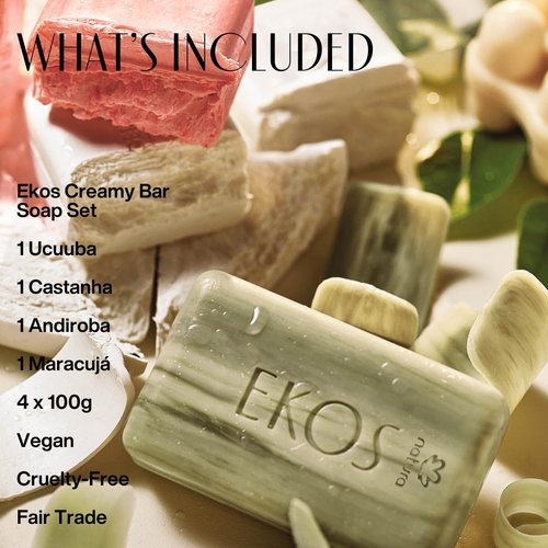Natura Bar Soap Set - Moisturizing Vegan Soap with Amazonian Ingredients - 4-Pack 3.5oz (100g)