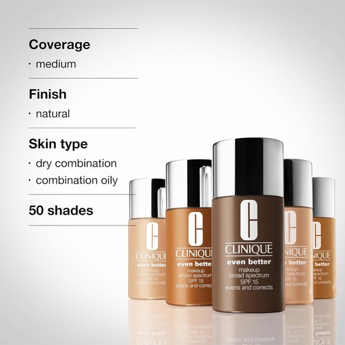 Clinique Even Better Makeup Liquid Foundation SPF 15 - Vitamin C Infused for All Skin Types | Medium Coverage & Natural Finish