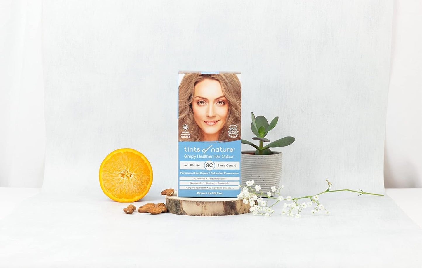Tints of Nature 8C Ash Blonde Hair Dye - Nourishing, Ammonia-Free Formula | 4.4 fl oz