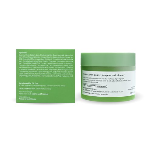 [Redence] Green Grape 3-in-1 Gelato Pore Mask Cleanser, Pore Exfoliating Scrub Mud Mask, No Tightness, Korean Skin Care, 100ml / 3.38 fl oz