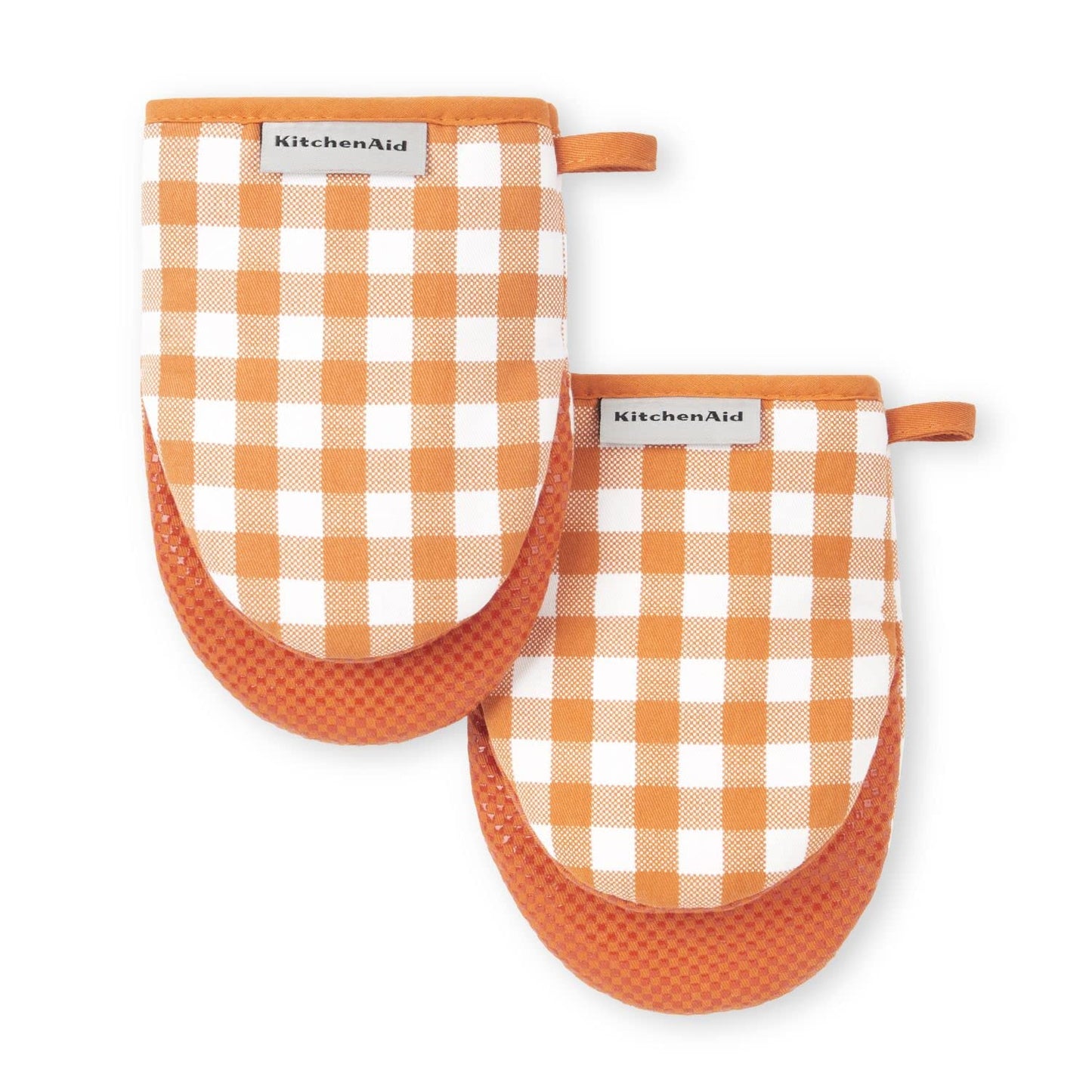 KitchenAid Gingham Mini Oven Mitt 2-Pack Set, Blue Velvet, 5.5"x8"