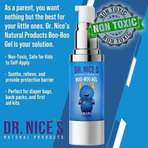 DR. NICE'S Boo-boo Gel for Kids | for Minor Cuts, Bumps and Bruises, Scrapes, Wounds, Chafe, Burns | Topical First-aid Hydrogel (30 ML)