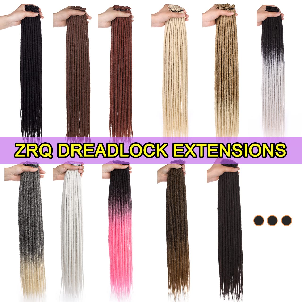 ZRQ 30 Strands 24" Synthetic Dreadlock Extenisons Ombre Blonde Boho Locs Synthetic Dreads,27613 Dreadlocks Goddess Locs Crochet Braids Fake Dreads Hair Extensions 27613#