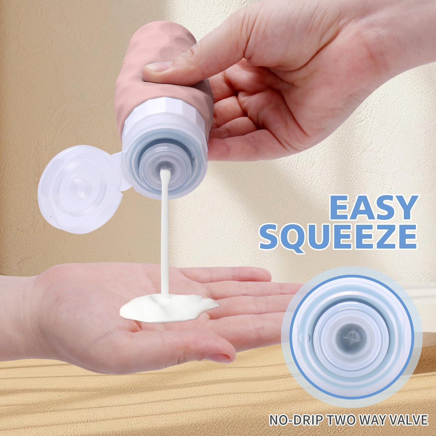 Silevoler Travel Bottles for Toiletries, 4pcs Tsa Approved 3oz Travel Size Containers, BPA Free Leak Proof Premium Silicone Bottles, Refillable Liquid Squeezable Accessories W/Toiletry Bag（Apricot）