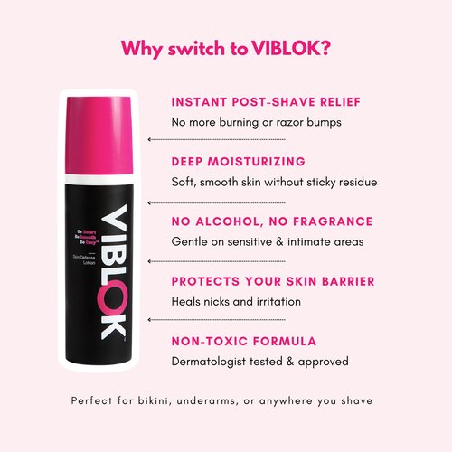 VIBLOK Skin Defense Post-Shave Lotion, 100% Non-toxic and Hypoallergenic, 1.7 Fluid Ounces