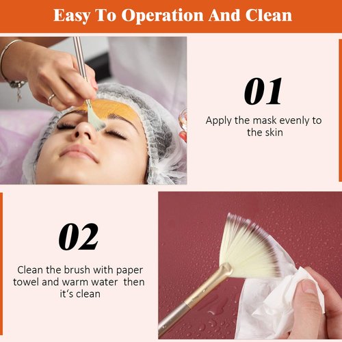 9 Pieces Facial Fan Mask Brushes, Soft Facial Applicator Brushes Tools for Peel Glycolic Makeup for Mud Cream(Champagne)