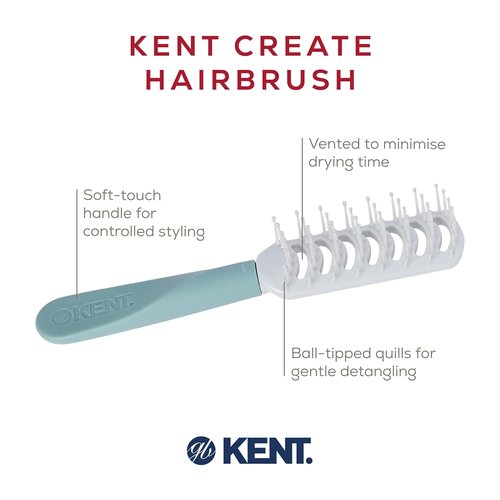Kent KCR1 Vented Hair Brush - Create Volume & Root Lift for All Hair Types | Small Green Ergonomic Design