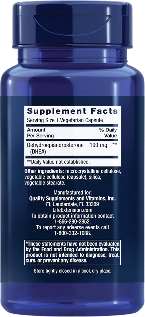 Life Extension DHEA 100 Mg Vegetarian Capsules - Boost Energy & Hormonal Balance | 60 Count