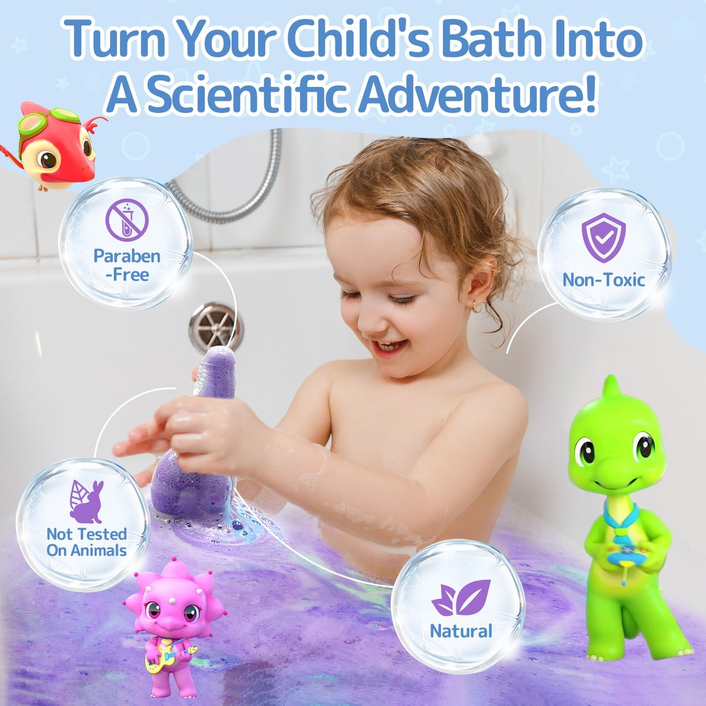 SWCANDY Bath Toys Kids Bath Bomb Potion, Easter Basket Stuffers Essentials, 6 Pack Nontoxic Bathtub Colorful Bubble Foam Scientific Soap Magical Fizzes Eruption for Ages 4-8 Boys Girls Toddlers