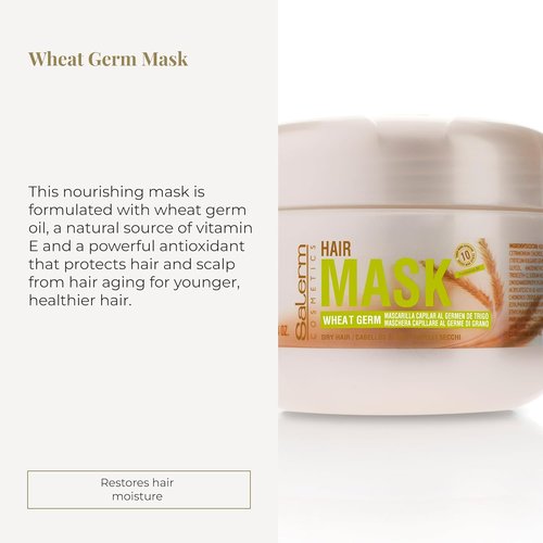 Salerm Nourishing Hair Mask - Deep Hydration & Shine - 6.74 Oz - With Wheat Germ for Damaged Hair