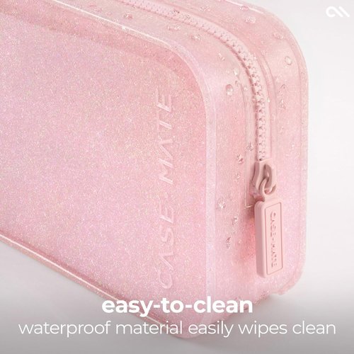 Case-Mate Jelly Makeup Bag - Waterproof Travel Cosmetic Organizer - Small Ballet Pink Zipper Pouch for Essentials