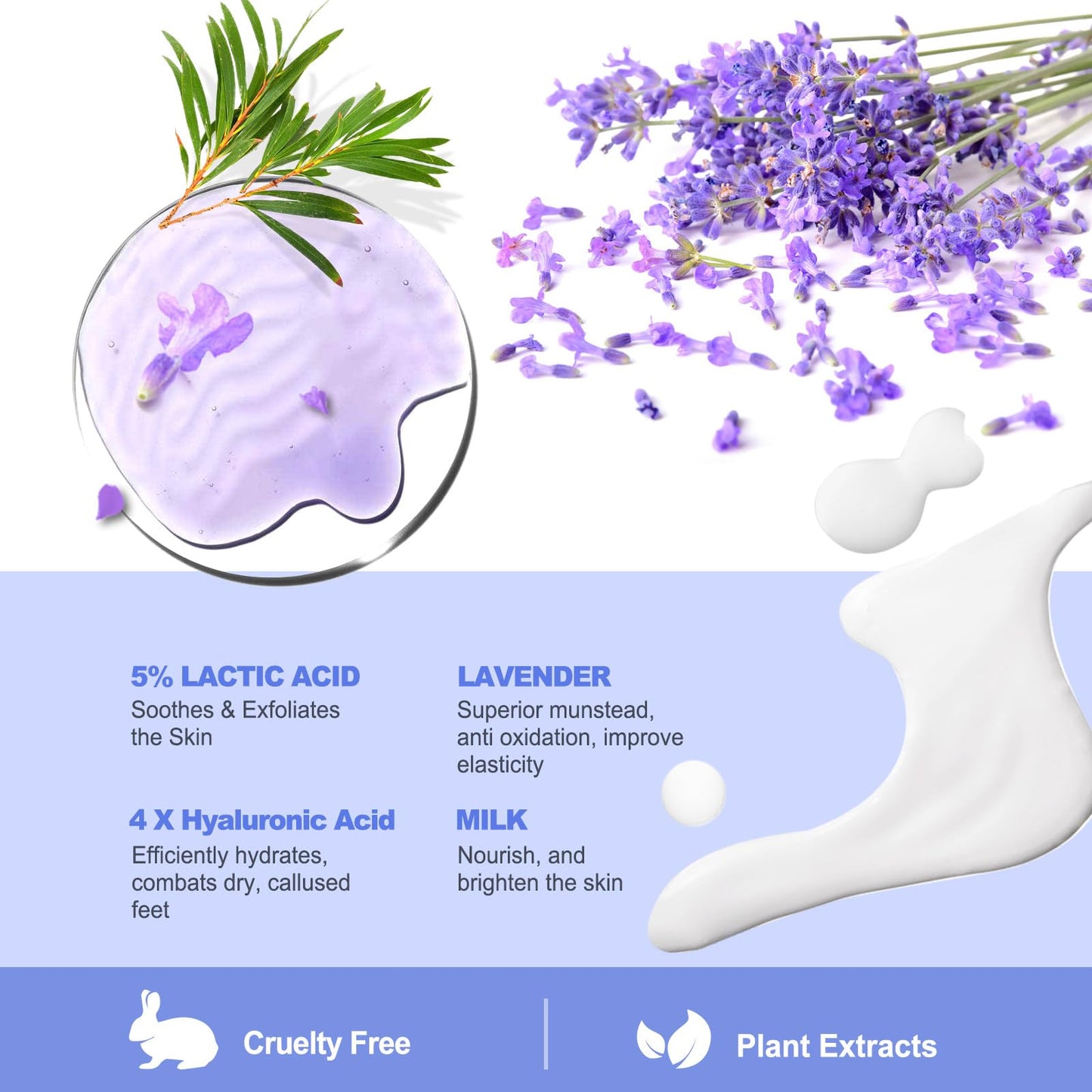 Foot Peel Mask - 3 Pairs - Exfoliating Peeling Callus Remover, Repairs Cracked Heels & Dead, Dry Skin, for Smoother and Softer Feet (Lavender)