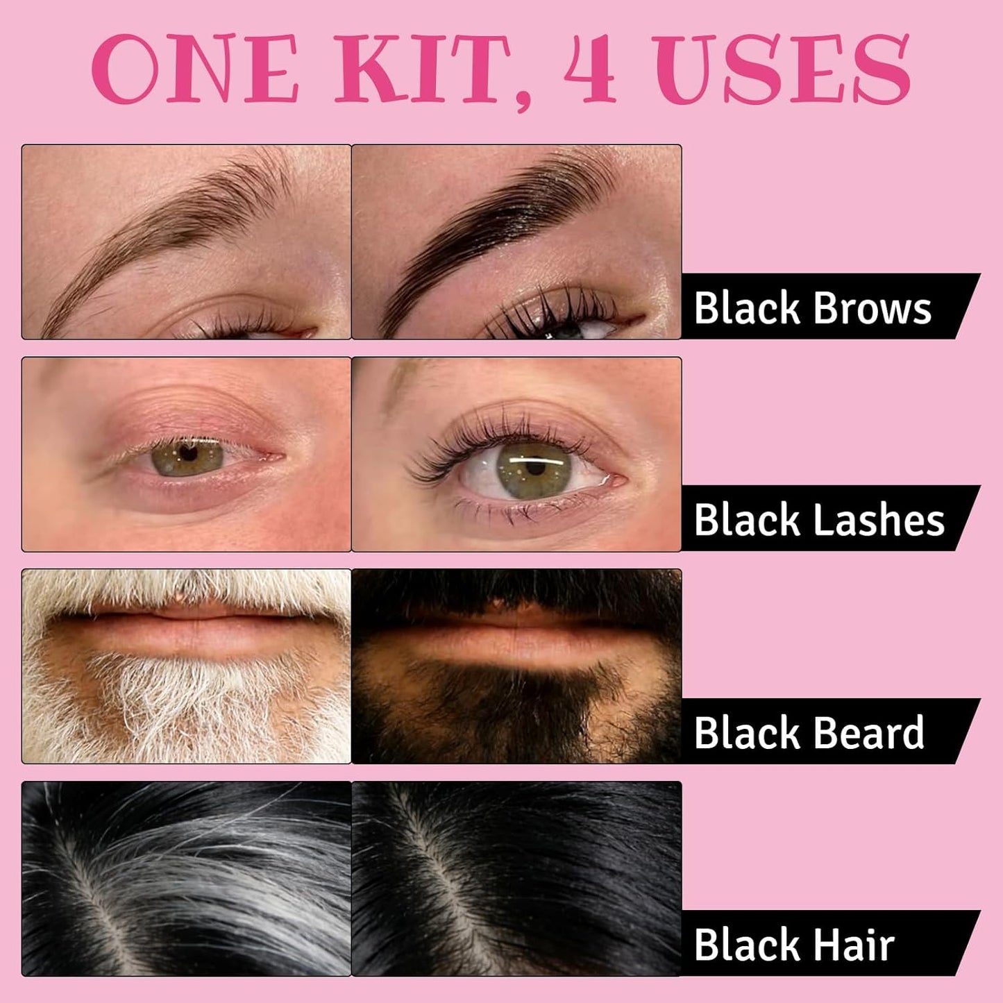 Skiennix 10ml Lash Color Kit - Black Voluminous Eyelash Coloring for Natural Results, Lasts 4 Weeks