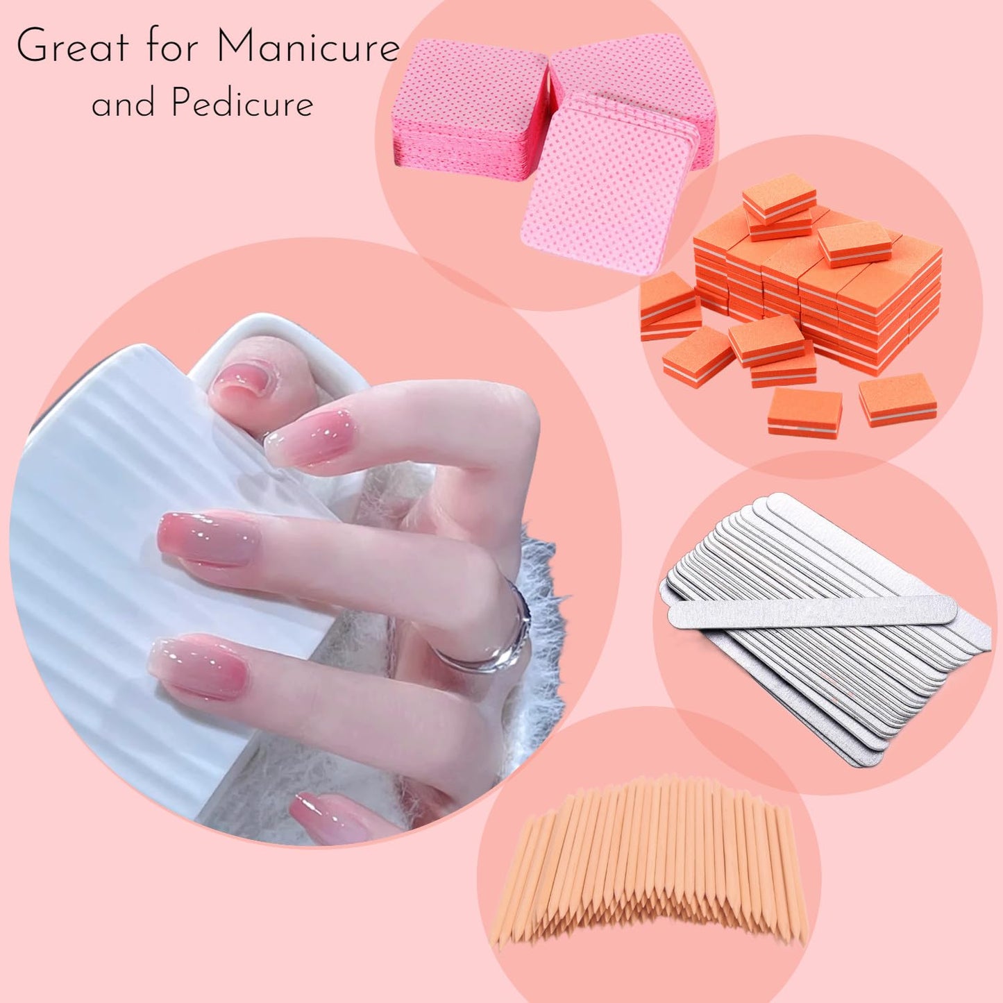 Disposable Manicure Kit,Nail Files Set,Wood Nail File/Mini Nail Buffer/Wood Nail Sticks,Individually Packed Mini Pedicure Set for Fingernails Toenails Nail Salon (100 Pack)