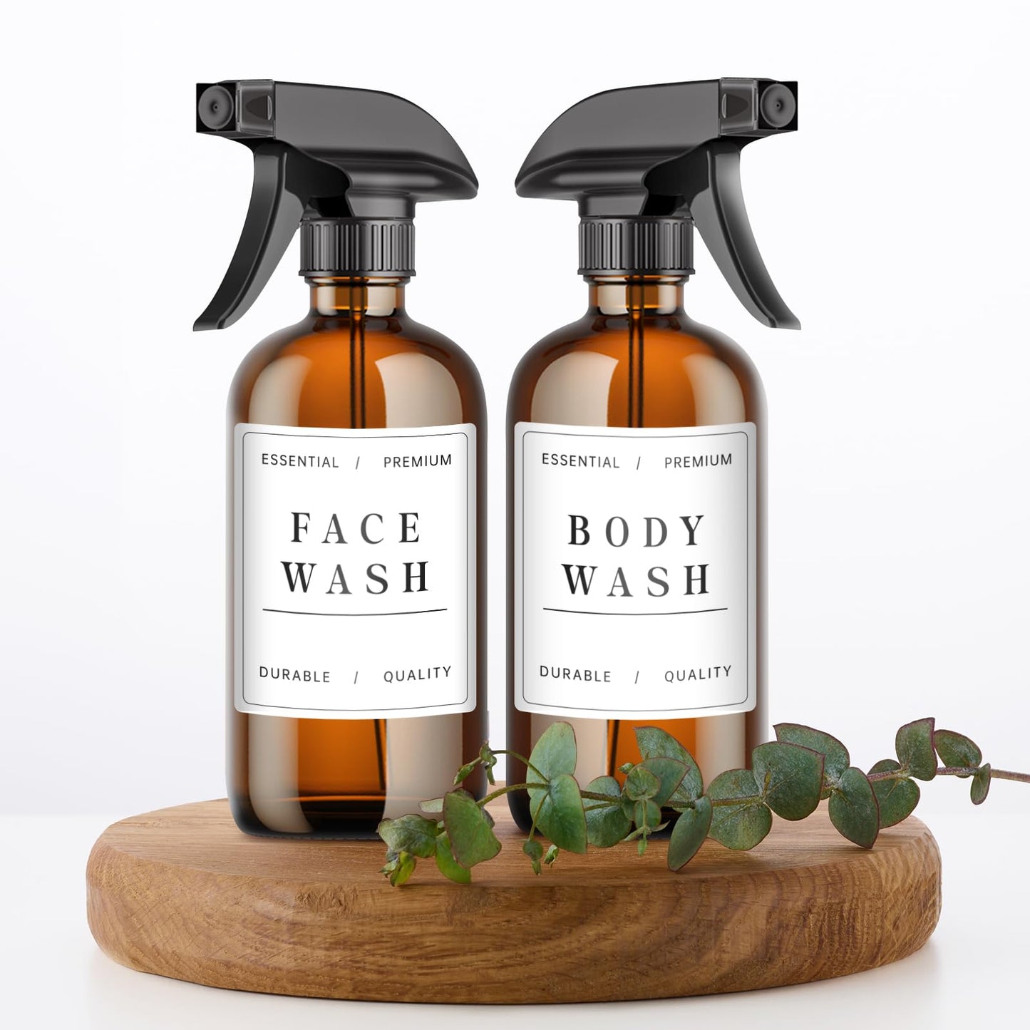 Liba Waterproof Bottle Labels 24 PCS, Shampoo, Bathroom Soap and Conditioner Dispenser Label Stickers, Suitable for Glass/Plastic Spray Bottles(White)