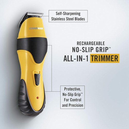 ConairMAN All-in-One Beard Trimmer - Cordless Men's Grooming Kit for Face, Nose & Ear Hair - 6 Pieces