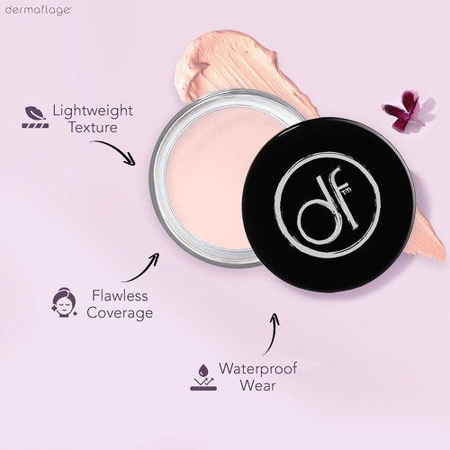 Dermaflage Waterproof Concealer Cream - Full Coverage Matte Finish | Porcelain Color, Long-Lasting Formula