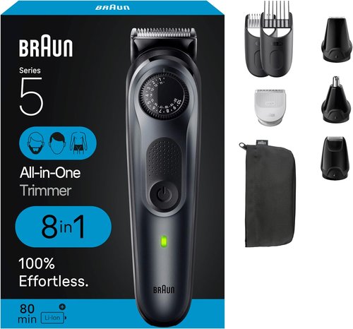 Braun All-in-One Style Kit Series 5 5480 - 8-in-1 Trimmer for Men | Beard, Body & Hair Clippers, Waterproof
