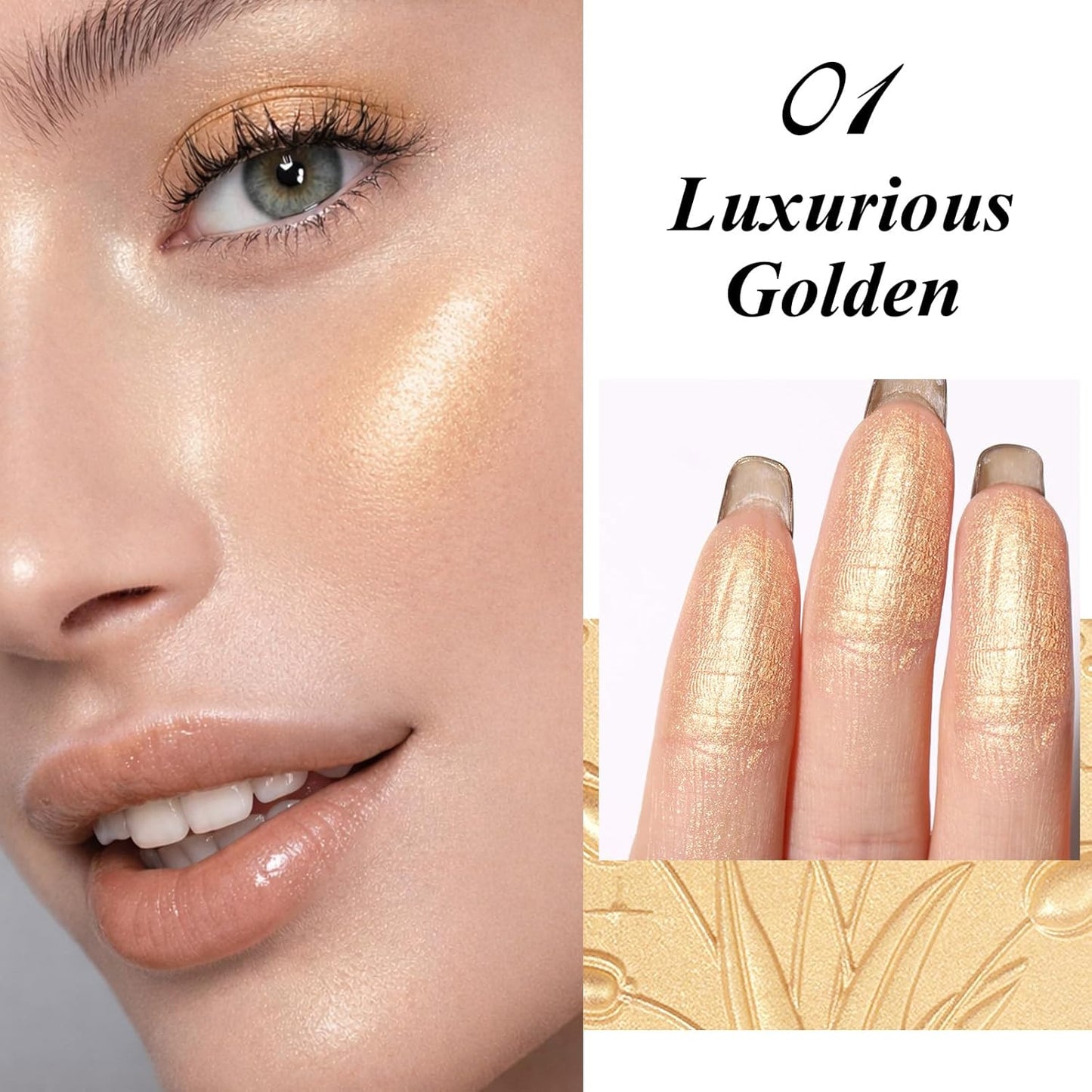 UCANBE Sparkle Bomb Highlighter - Weightless Illuminator Palette for Face & Body, Luxurious Golden Shade