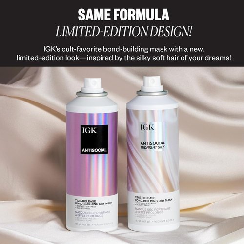 IGK Antisocial Dry Hair Mask - Leave-In Overnight Bond-Building Treatment for Hydration & Repair | 5oz (Pack of 2)