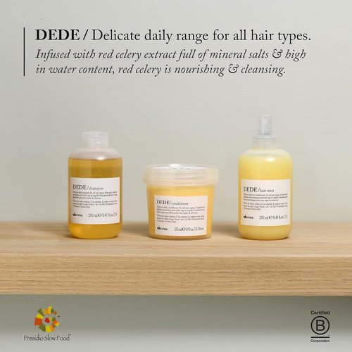 Davines DEDE Shampoo - Gentle Daily Cleanser for Medium & Fine Hair | Light, Shiny, Soft Finish - 8.45 Fl Oz