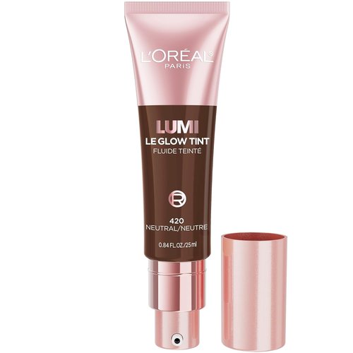 L'Oreal Paris Lumi Le Glow Skin Tint - Lightweight Water-Based Tinted Serum for Radiant Skin | Neutral 420, 0.85 Fl Oz