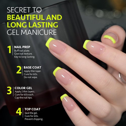 GAOY Neon Yellow Gel Nail Polish, 16ml Soak Off Gel Polish, UV Light Cure for Nail Art DIY Manicure at Home, 2449 Neon Yellow