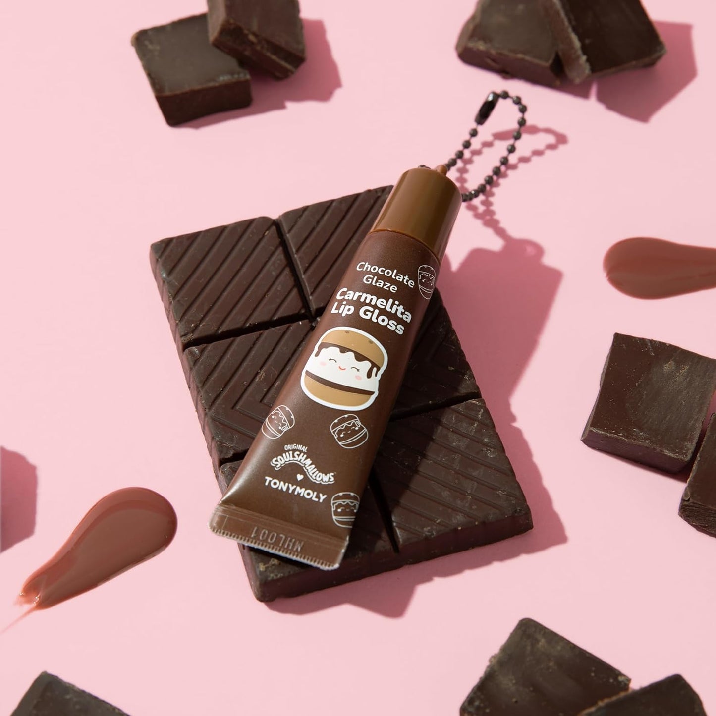 TONYMOLY Keychain Lip Balm - Carmelita’s Chocolate Glaze, Hydrating Cocoa & Shea Butter, 11ml