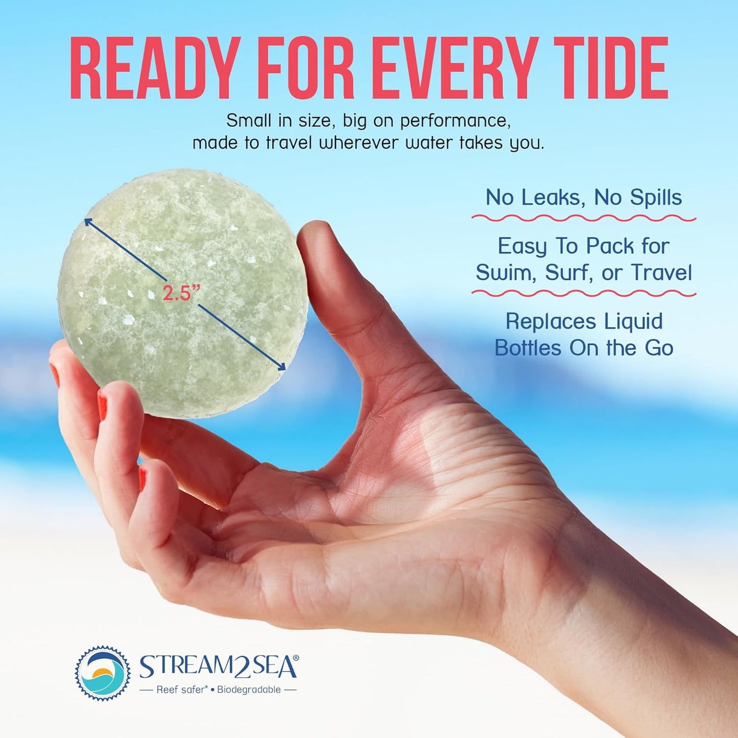 STREAM 2 SEA Reef Safe Body & Shampoo Bar - Fragrance-Free, Gentle for Sensitive Skin - 2.1 oz with Shea & Cocoa Butter