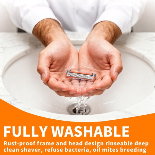 24Pcs Premium Razor Blades for Men - 5-Layer Stainless Steel Cartridge Refills Compatible with Fusion 5 Style Razors, Comfortable experience