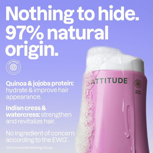 ATTITUDE Moisture Rich Hair Shampoo, EWG Verified, For Dry and Damaged Hair, Naturally Derived Ingredients, Vegan and Plant Based, Quinoa and Jojoba, 16 Fl Oz (Pack of 6)