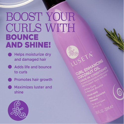 Luseta Leave-In Conditioner for Curly Hair - Coconut Oil for Shine & Bounce | 8.5 Fl Oz