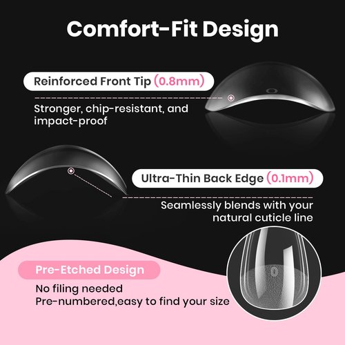 Beetles Gel Nail Kit Etch-X, Square Short, 288pcs 12 Sizes Nail Tips, 3Pcs 15ml HEMA-Free Nail Glue Top Coat & Base Gel Set, with Mini Lamp, Press On Nail, Long Lasting Extension DIY Set at Home