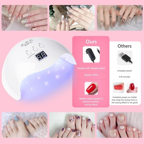 Gel UV LED Nail Polish Lamp, LKE Nail Dryer 40W LED Light with 3 Timers Professional for Nail Art Tools Accessories White
