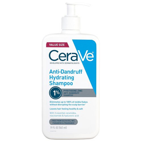 CeraVe Hydrating Anti-Dandruff Shampoo - 1% Pyrithione Zinc Treatment with Ceramides & Niacinamide | 19 Oz