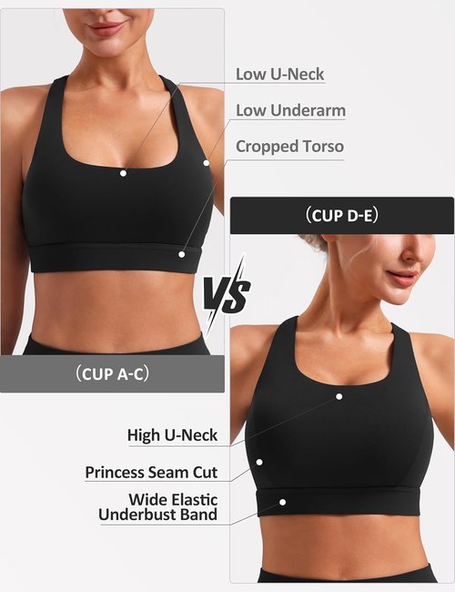 POSHDIVAH Women's Mid-Impact Sports Bra - Removable Padding & Criss Cross Back for Yoga, Running, Gym