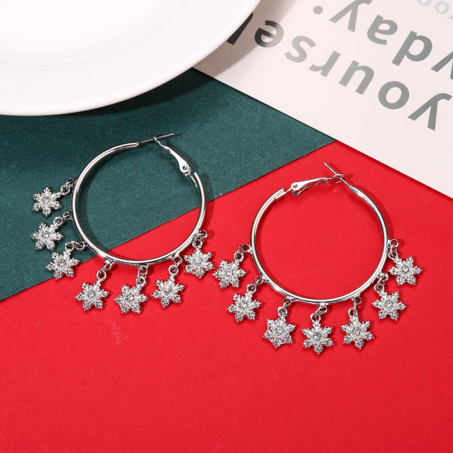 Christmas Earrings for Women Christmas Tree Santa Earrings Cute Xmas Snowman Snowflake Earrings Statement Gingerbread Man Holiday Hoop Earrings Festive Party Jewelry Gifts (Snowflake)