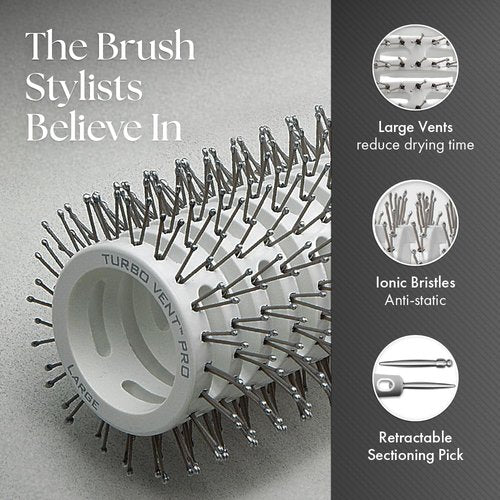 Olivia Garden Ceramic + Ion Turbo Vent Pro Hair Brush - Fast Drying & Frizz Control | Ideal for All Hair Types