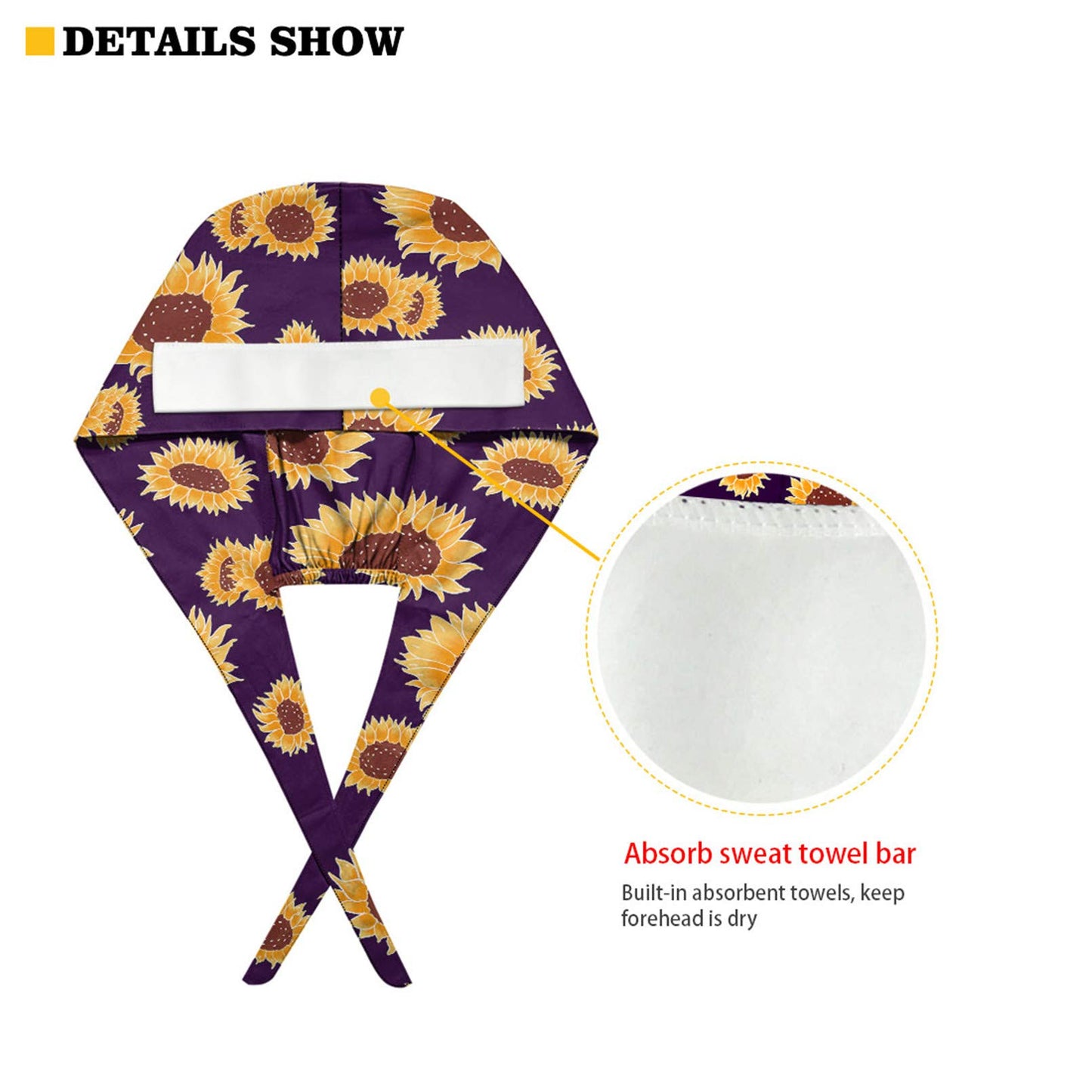 JoyLamoria Funny Cartoon Pug Print Cap with Sweatband Adjustable Tie Back Hair Cover Hats Headwear for Womens Mens