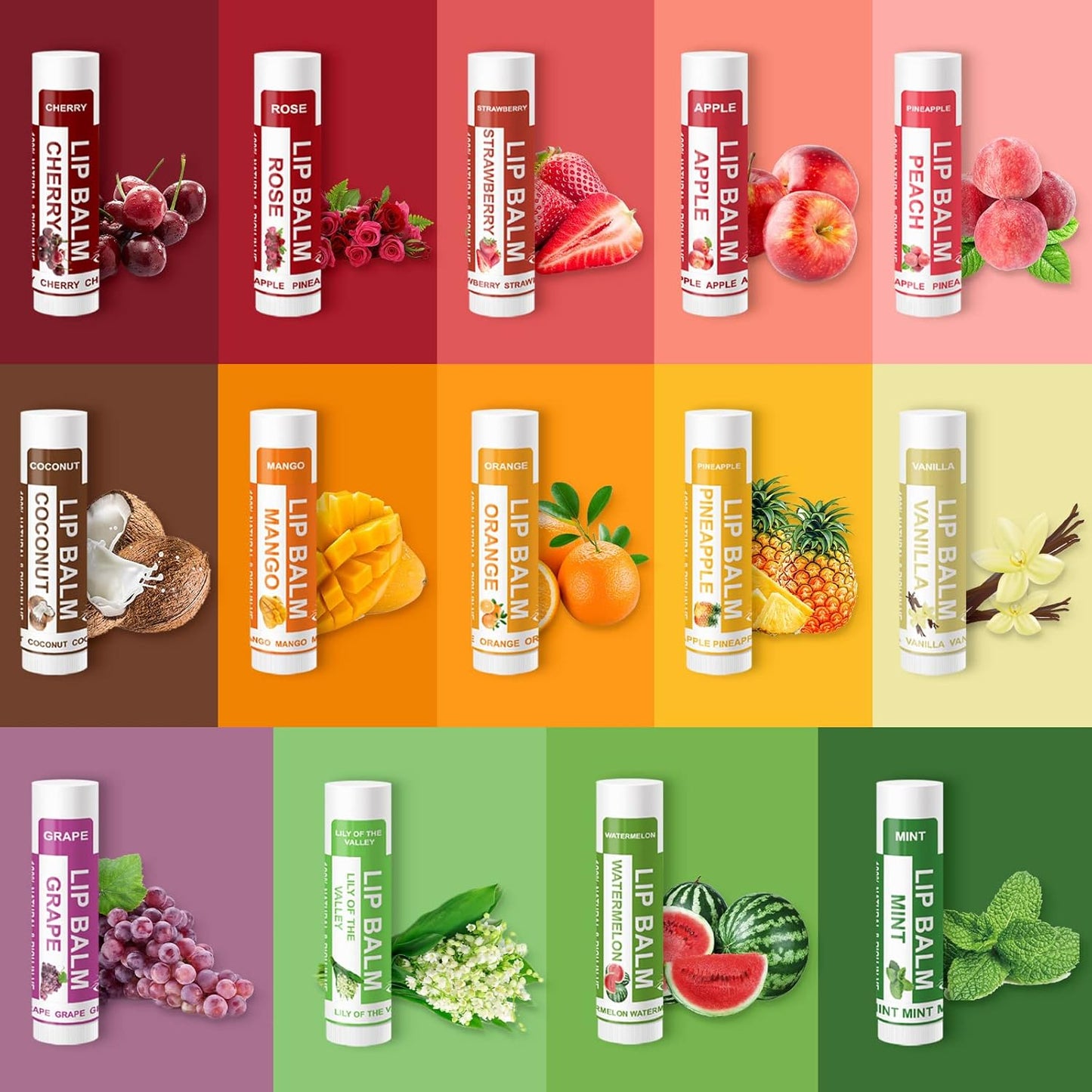 Yopela Natural Lip Balm Set | 14 Pack with Vitamin E & Coconut Oil - Moisturizing & Soothing for Chapped Lips - Perfect Valentine's Gift