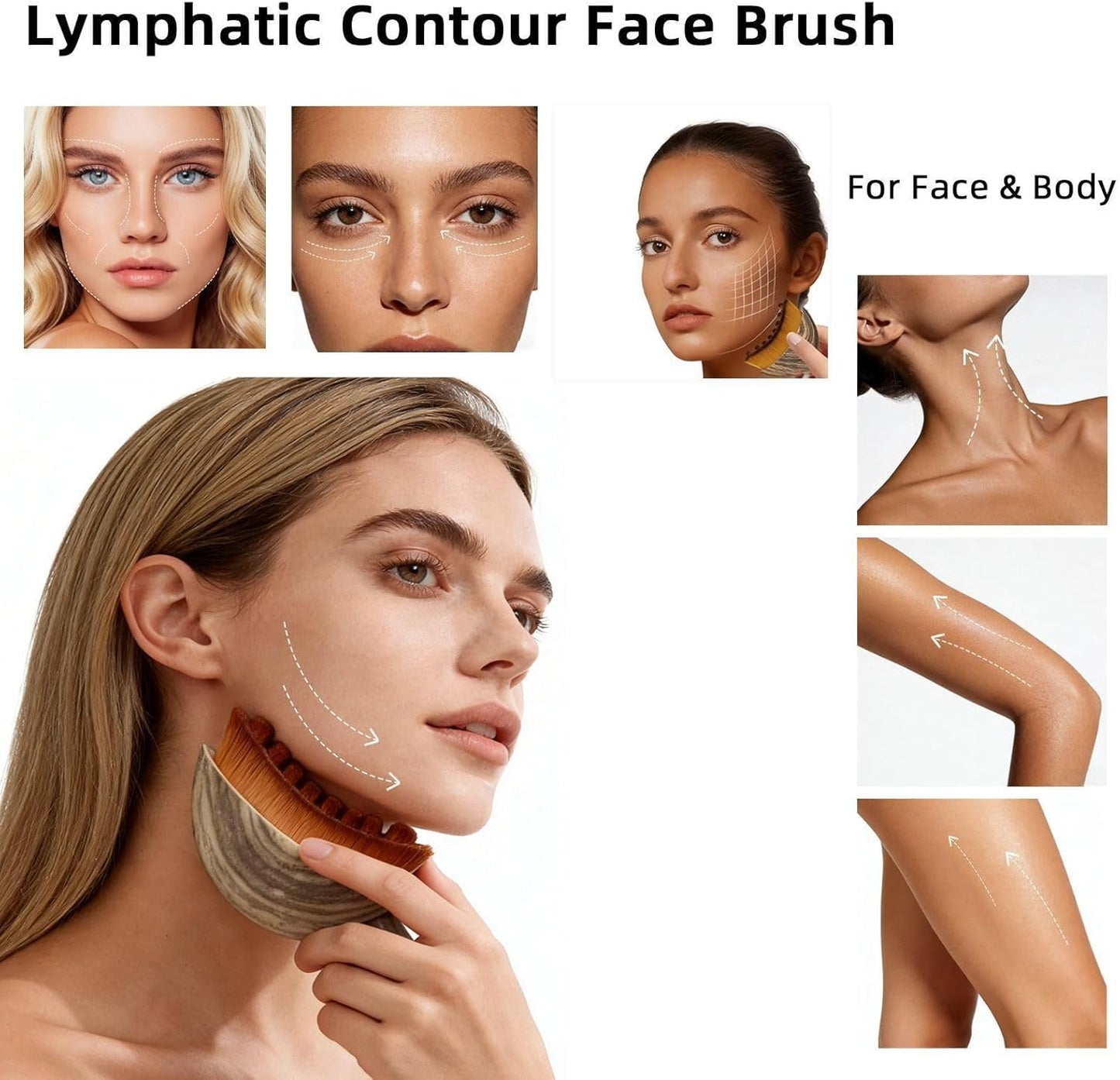 Skiennix Lymphatic Face Brush - 2-in-1 Manual Massager for Drainage & Cleansing | Soft Bristles for Contouring & Anti-Puffiness