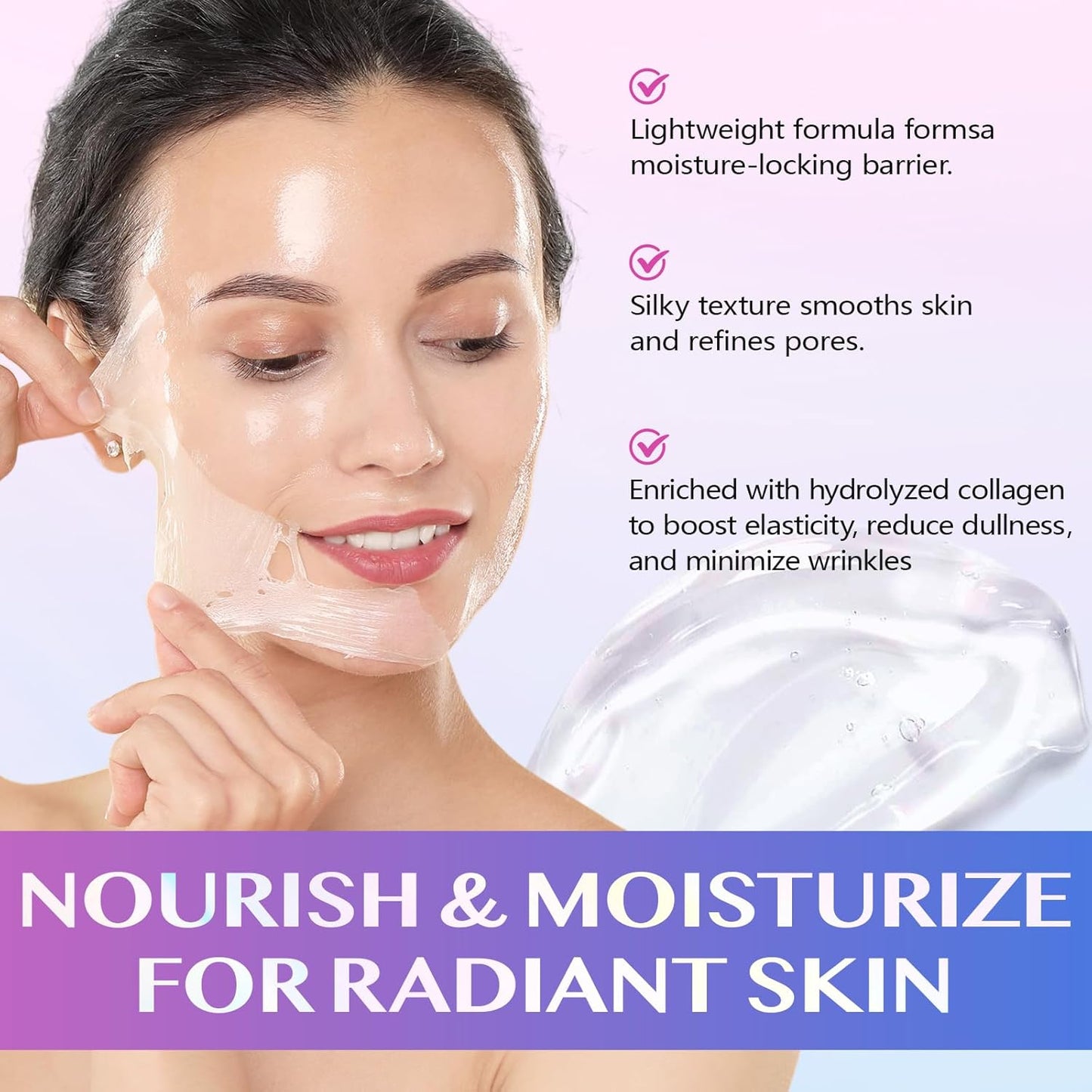 Skiennix Collagen Night Wrapping Mask - Peel Off Face Mask for Elasticity & Hydration | 2.53 fl. oz. with Applicator