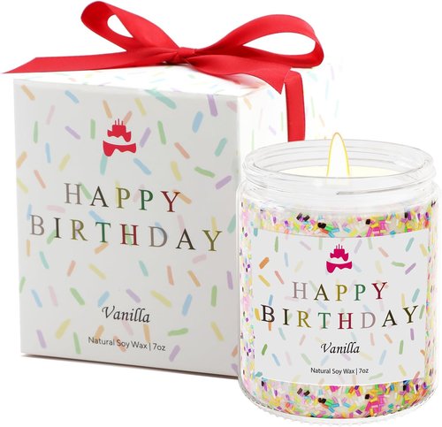 Lihome Happy Birthday Candle - Natural Soy Wax Vanilla Scented | Perfect Gift for Women, Men, and Friends